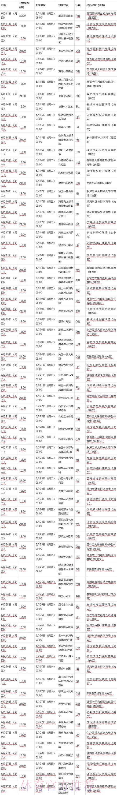 2026世界杯赛程中国时间完整安排免费观看 2026世界杯赛程中国时间完整安排免费观看